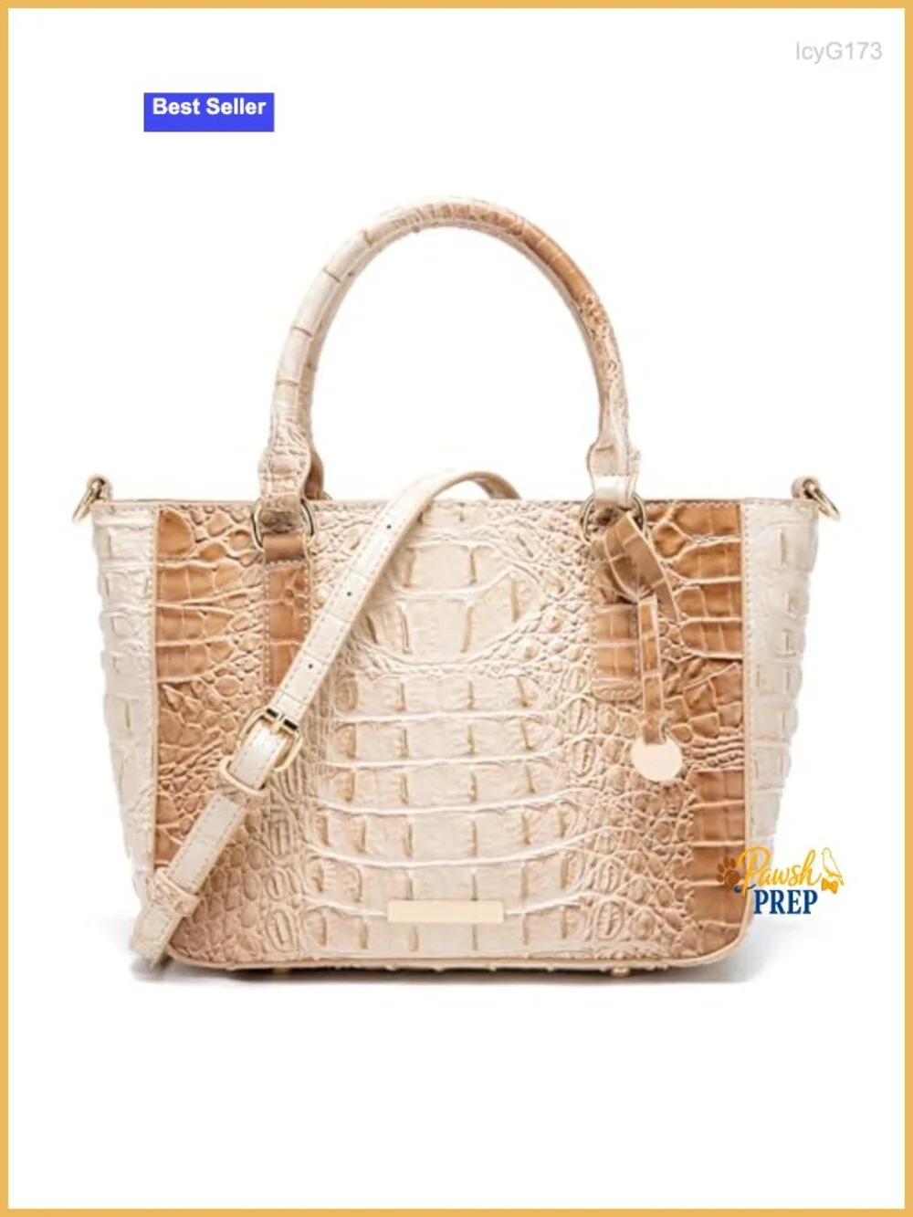Women's Croc Embossed Leather Satchel Tote Bag with Shoulder Strap